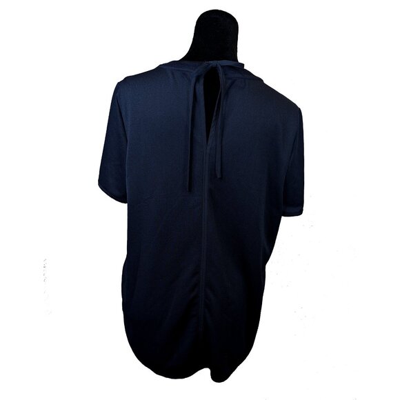 Banana Republic Navy Crepe Blouse Size Large - Picture 3 of 5